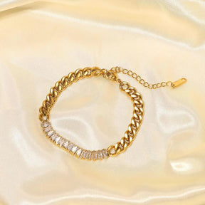 Pulseira Dourada Zircão Luxo Burnetts