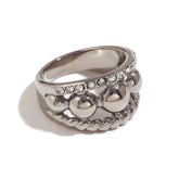 Anel Elegante de Camadas com Zircônias