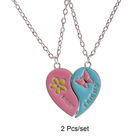 2 Pcs/Set Best Friends Pendant Necklace for Women Cute Avocado Lover Broken Heart Clavicle Chain BFF Best Friends Jewelry Gifts
