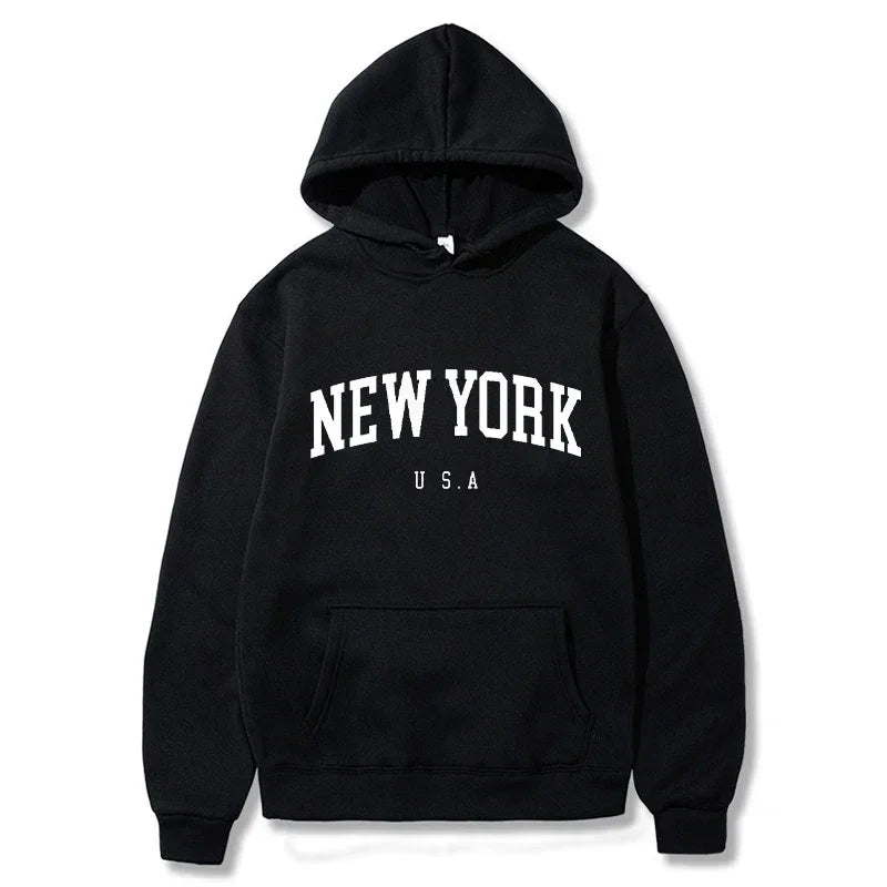 Unissex nova york - New York eua cidade hoodies moda carta impressa moletom gráfico solto casual harajuku com capuz pulôver sportwear