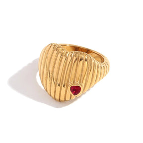 Anel Coração Banhado a Ouro 18K com Zircônia