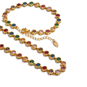 Colar e Pulseira Luxo Zircônia Colorida Burnetts