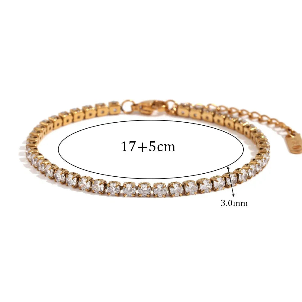 Pulseira de Zircão Banhada a Ouro 18K Burnetts