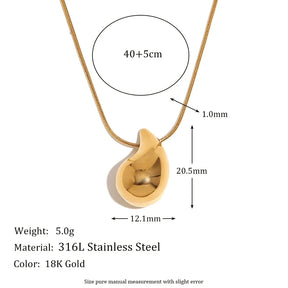 Colar Pingente Gota de Água Minimalista em Aço Inoxidável 18K