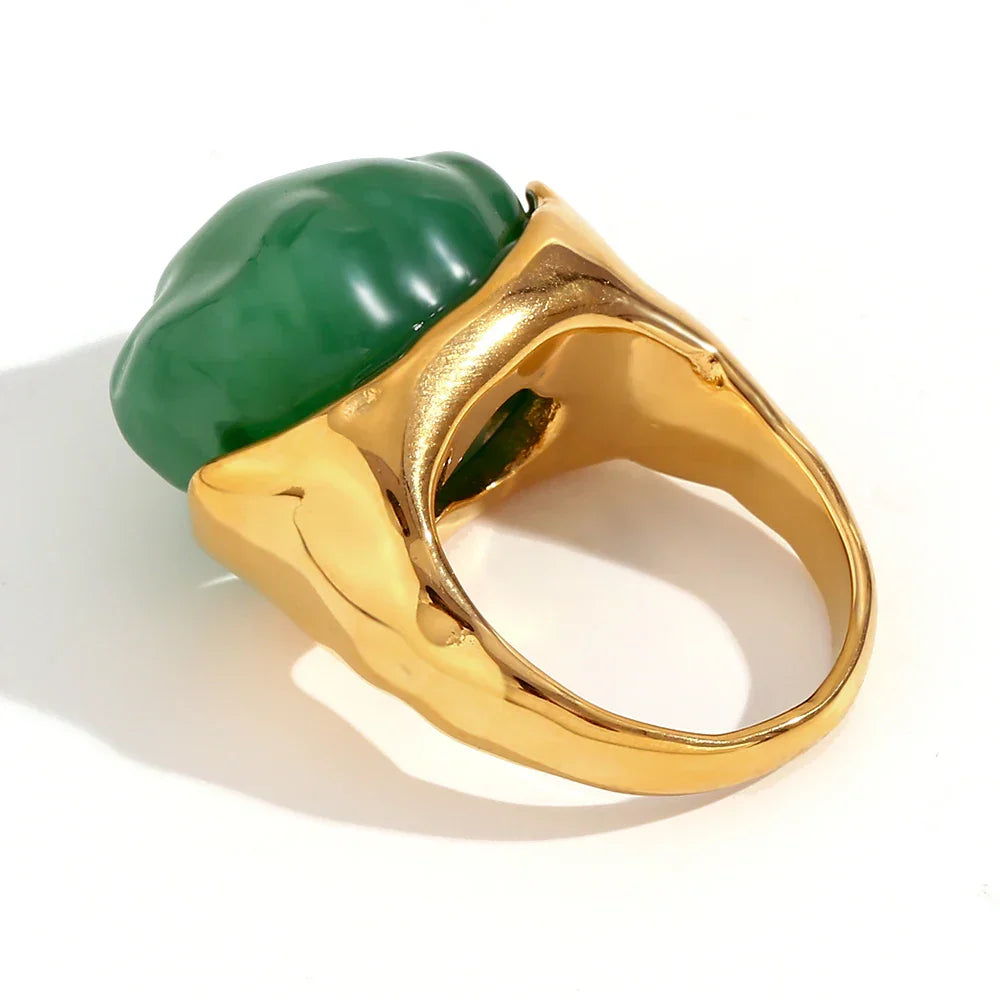 Anel Vintage com Pedra Acrílica e Zircônia
