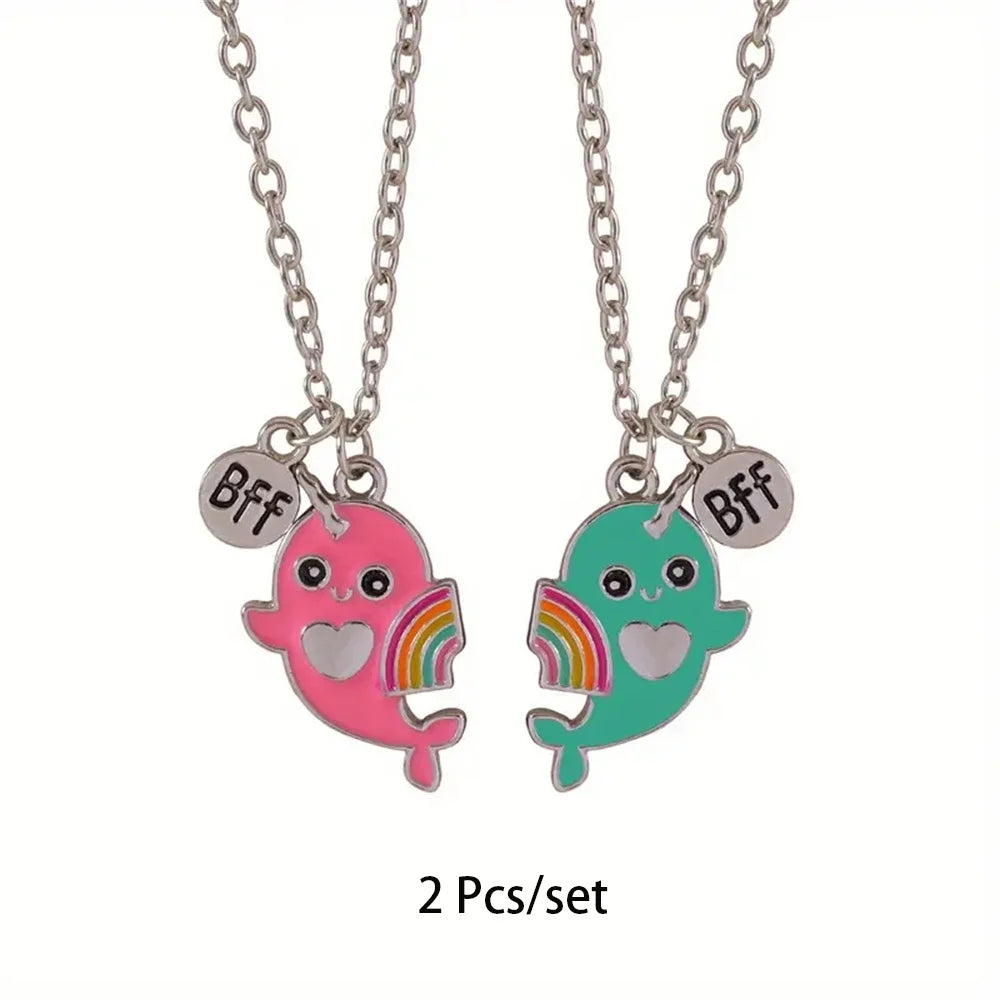 2 Pcs/Set Best Friend Necklace Creative Pentagram Pendant Alloy Accessories Friendship Necklace Best Friend Alloy Pendant