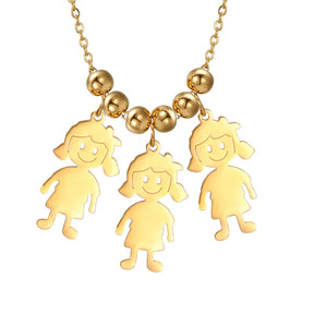 Stainless Steel Necklace Boy Girl Kids Pendant Necklace for Women Men Beads Chain Choker Family Jewelry Gift collares aesthethic