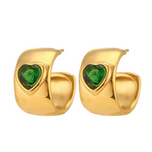 Brincos de Argola Coração com Zircônia Banhados a Ouro