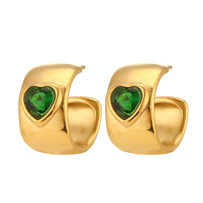 Brincos de Argola Coração com Zircônia Banhados a Ouro