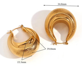 Brincos de Argola Texturizados Banhados a Ouro 18k