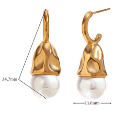 Brincos Elegantes de Pérola com Zircônia