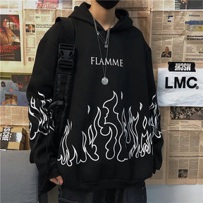 Moletom flame harajuku casual moda oversized hoodies y2k streetwear vintage sweatshirts