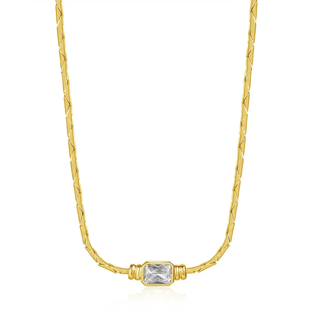 Colar Elegância Dourada com Zircão e Aço Inoxidável