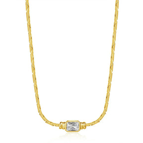 Colar Elegância Dourada com Zircão e Aço Inoxidável