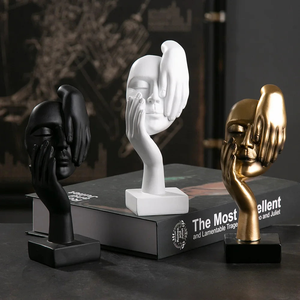 O Silêncio é Ouro - Estatueta Pensador de Arte Abstrata