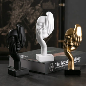 O Silêncio é Ouro - Estatueta Pensador de Arte Abstrata