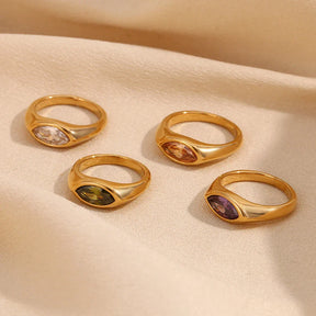 Anel Belle-Horse de Zircão Banhado a Ouro 18K - BT