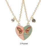 2Pcs/Set Magnetism Best Friends Pendant Necklace for Women Butterfly Lover Broken Heart Clavicle Chain BFF Best Friends Jewelry