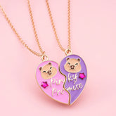 Qpeach 2Pcs/set Cute Cartoon Capybara Pendant Best Friend Girl BFF Necklace for Besties Friendship Jewelry Gifts