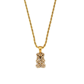 Colar Pingente de Urso com Zircônia Banhado a Ouro 18k