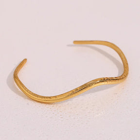 Pulseira Manguito Onda de Aço Inoxidável Burnetts Joias