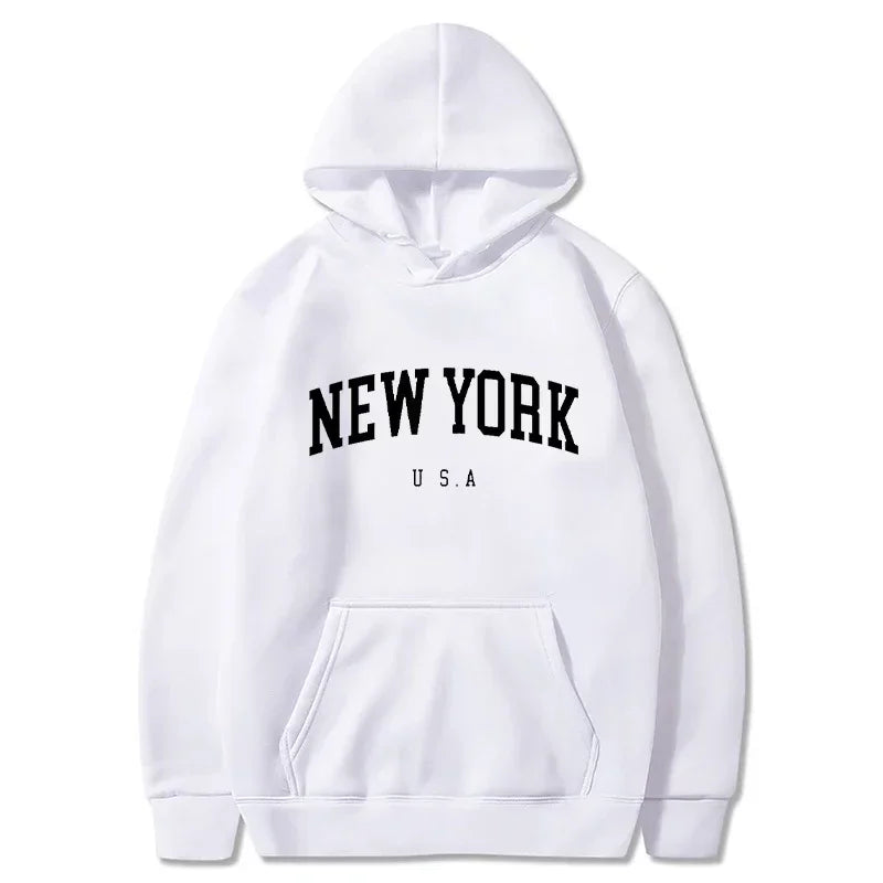 Unissex nova york - New York eua cidade hoodies moda carta impressa moletom gráfico solto casual harajuku com capuz pulôver sportwear