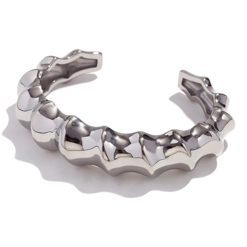 Pulseira Bambu Espiral em Aço Inoxidável Banhada a Ouro