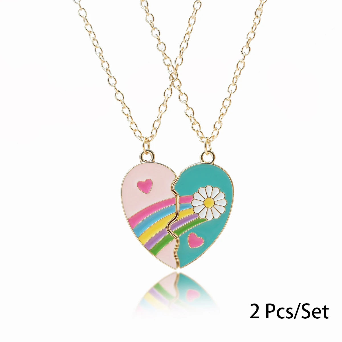 2 Pcs/Set Best Friends Pendant Necklace for Women Cute Avocado Lover Broken Heart Clavicle Chain BFF Best Friends Jewelry Gifts