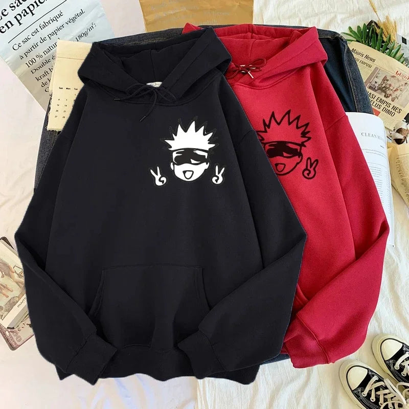 Moletom Unisex Jujutsu Kaisen Anime Hoodies Moletons de grandes dimensões dos desenhos animadosKawaii Gojo Satoru Streetwear