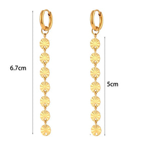 Brincos Elegantes de Ouro 18K com Corrente Oval
