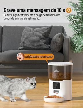 Ração Automática Para Cães e Gatos WiFi Smart Com Gravador De Voz
