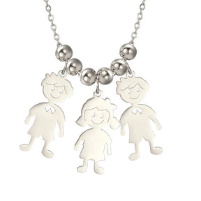 Stainless Steel Necklace Boy Girl Kids Pendant Necklace for Women Men Beads Chain Choker Family Jewelry Gift collares aesthethic
