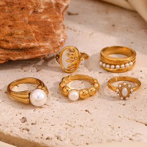Anéis Elégant com Zircônia e Pérolas