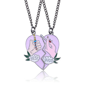 2 Pcs/Set Best Friend Necklace Creative Pentagram Pendant Alloy Accessories Friendship Necklace Best Friend Alloy Pendant