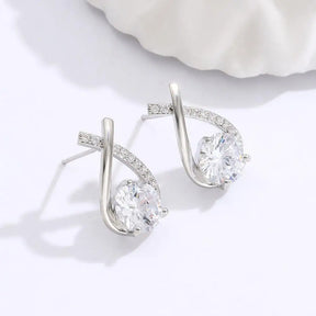 Brincos Cruzados Elegantes com Cristais