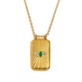Colar Pingente Tarot Retangular em Aço Inoxidável 18K