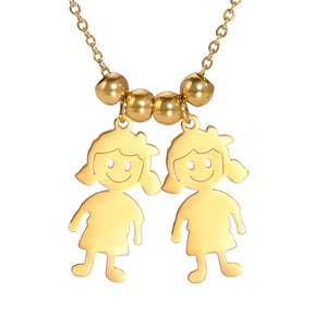 Stainless Steel Necklace Boy Girl Kids Pendant Necklace for Women Men Beads Chain Choker Family Jewelry Gift collares aesthethic