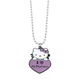 1 Pair Sanrio Hello Kitty Couple Necklace I Love My Girlfriend Boyfriend Pendant Necklace for Valentine's Day Gifts Accessories