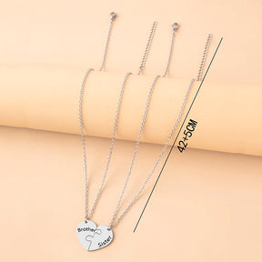 2 Pcs/Set Father Daughter Mother Son Necklace Stainless Steel Heart Puzzle Pendant Necklace Family Jewelry