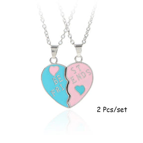 2 Pcs/Set Best Friends Pendant Necklace for Women Cute Avocado Lover Broken Heart Clavicle Chain BFF Best Friends Jewelry Gifts