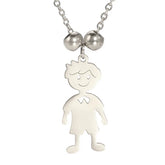 Stainless Steel Necklace Boy Girl Kids Pendant Necklace for Women Men Beads Chain Choker Family Jewelry Gift collares aesthethic