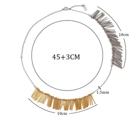 Colar Elegante Dois Tons com Borlas em Zircônia