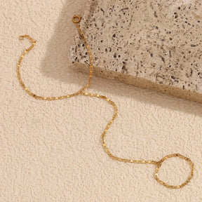 Pulseira de Dedo com Corrente de Mão Banhada a Ouro 18K