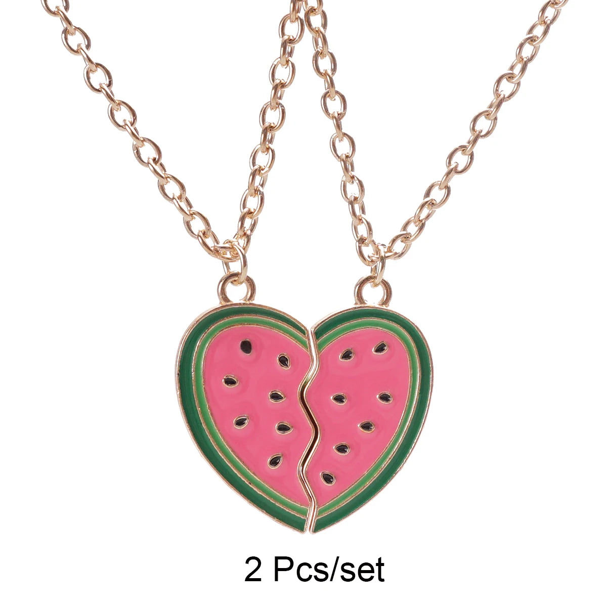 2 Pcs/Set Best Friends Pendant Necklace for Women Cute Avocado Lover Broken Heart Clavicle Chain BFF Best Friends Jewelry Gifts