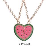 2 Pcs/Set Best Friends Pendant Necklace for Women Cute Avocado Lover Broken Heart Clavicle Chain BFF Best Friends Jewelry Gifts