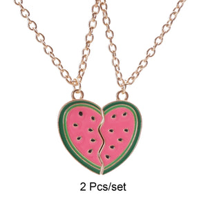 2 Pcs/Set Best Friends Pendant Necklace for Women Cute Avocado Lover Broken Heart Clavicle Chain BFF Best Friends Jewelry Gifts