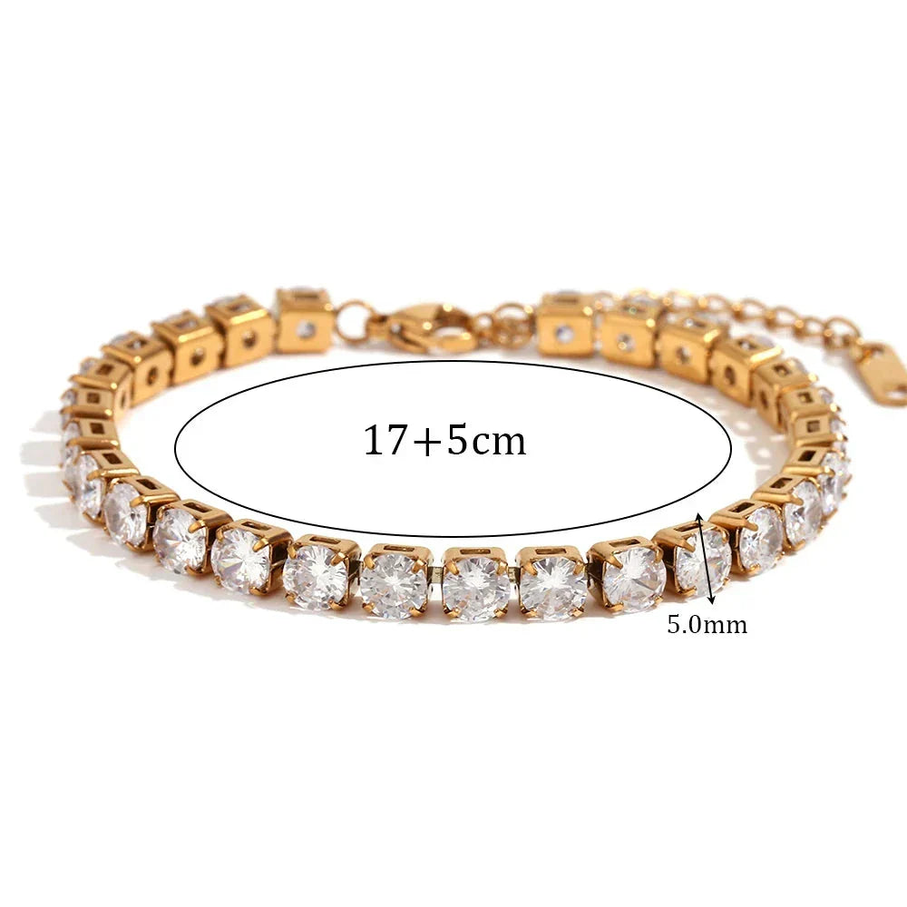 Pulseira de Zircão Banhada a Ouro 18K Burnetts