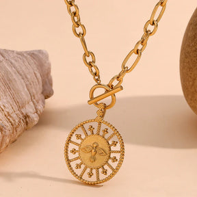 Colar Pingente Totem Pássaro Divino em Ouro 18K