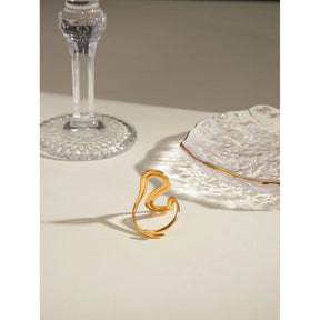 Anel Elegante S Duplo Banhado a Ouro 18K para Mulheres