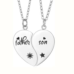 2 Pcs/Set Father Daughter Mother Son Necklace Stainless Steel Heart Puzzle Pendant Necklace Family Jewelry